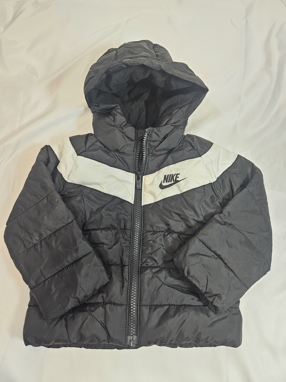 Nike Black and White Kids Puffer Jacket with Hood Panda